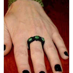 Macrame Ring with Semiprecious Stones .