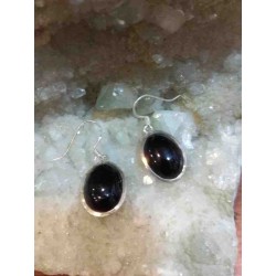 Black Agate Handmade Earring in Silver