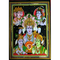 Panchadev - Brahma, Vishnu, Shiva, Rama and Krishna σε Υφασμα απο Ινδία