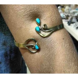 Brass Arm Bracelet Turquoise