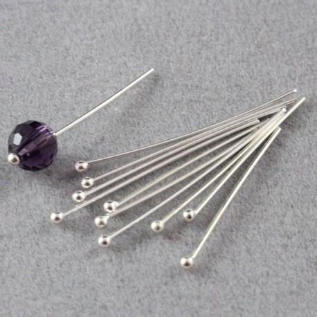Silver Plated round Headpins Jewelry Findings 30mm