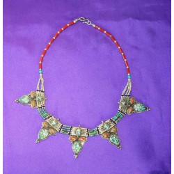 Handmade Necklace in White Metal from Nepal