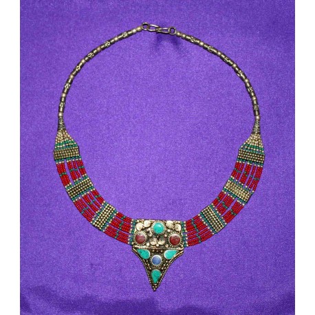 Handmade Necklace in White Metal from Nepal