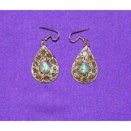 Handmade Earrings in White Metal from Nepal