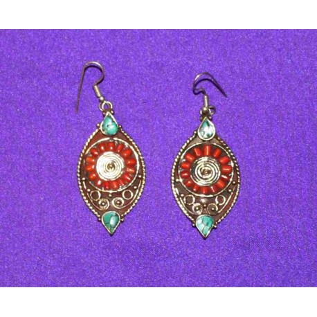 Handmade Earrings in White Metal from Nepal