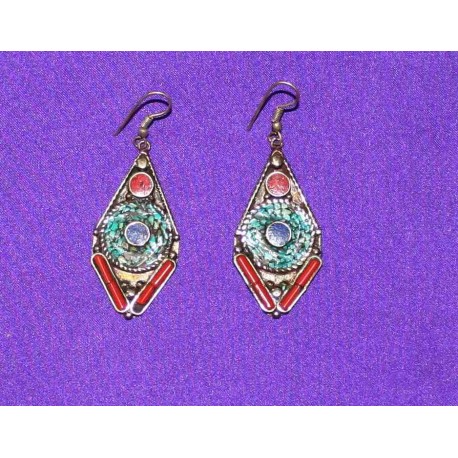 Handmade Earrings in White Metal from Nepal