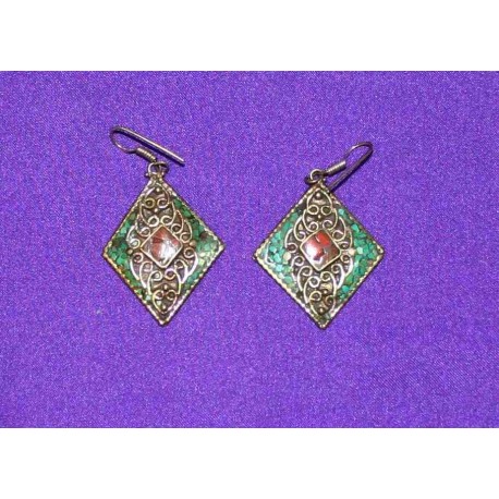 Handmade Earrings in White Metal from Nepal