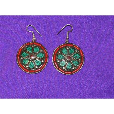 Handmade Earrings in White Metal from Nepal