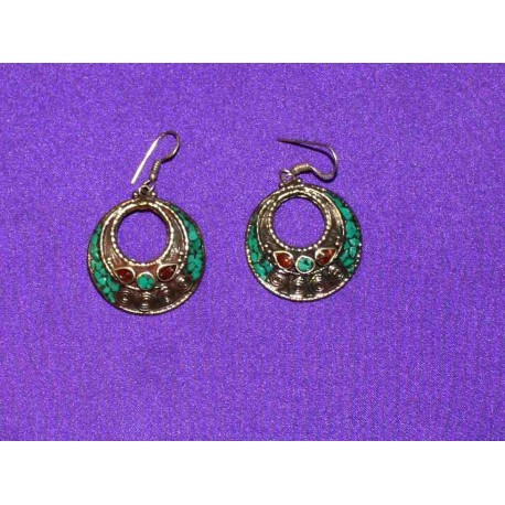 Handmade Earrings in White Metal from Nepal