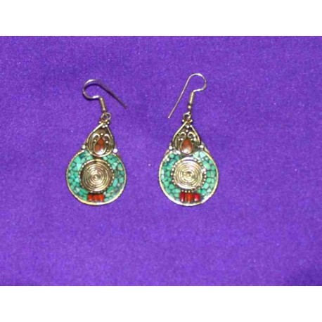 Handmade Earrings in White Metal from Nepal