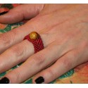 Macrame Ring with Semiprecious Stones .