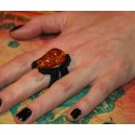 Macrame Ring with Semiprecious Stones .