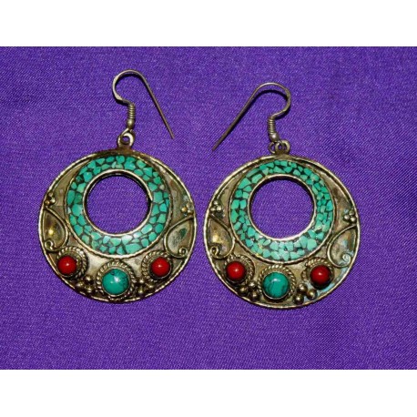 Handmade Earrings in White Metal from Nepal