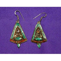 Handmade Earrings in White Metal from Nepal