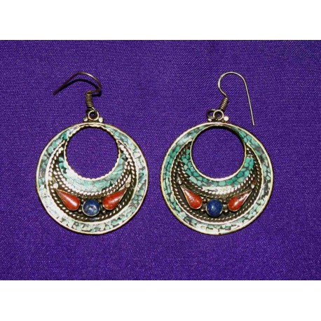 Handmade Earrings in White Metal from Nepal