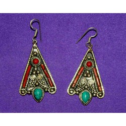 Handmade Earrings in White Metal from Nepal