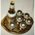 Brass set of tray , Bottle case & cups