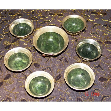 Set of bowls made of Jade and Silver