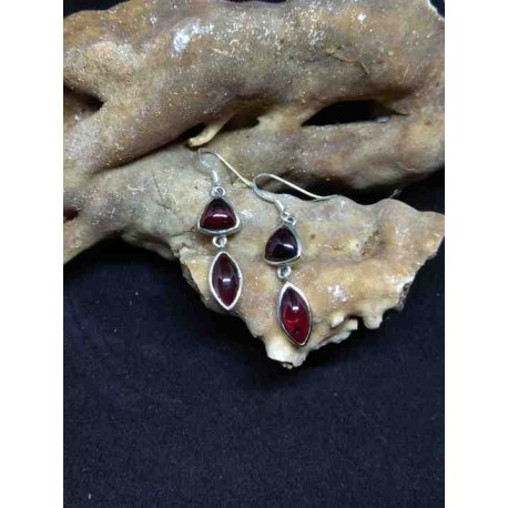 Garnet Handmade Earring in Silver