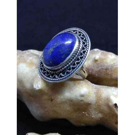 Lapis Lazuli Handmade Silver 925 Ring from India