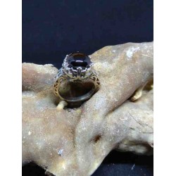 Καπνίας Χαλαζίας Δαχτυλίδι Ασημένιο Χειροποίητο από Ινδία
