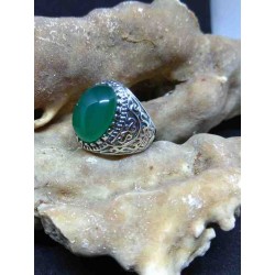Πράσινος Αχάτης Δαχτυλίδι Ασημένιο Χειροποίητο από Ινδία