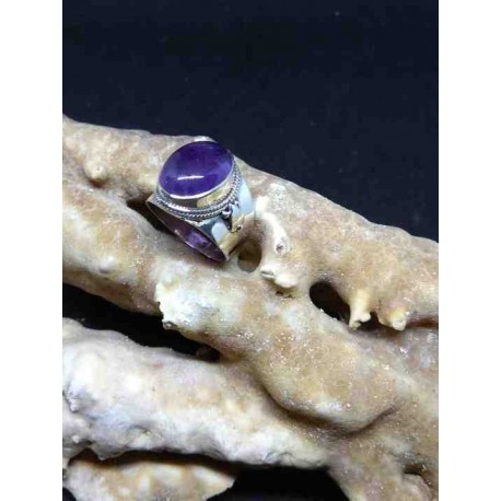 Amethyst Handmade Silver 925 Ring from India