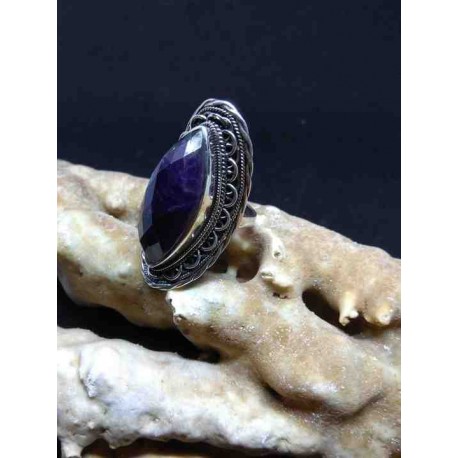 Amethyst Handmade Silver 925 Ring from India