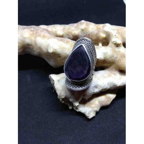 Amethyst Handmade Silver 925 Ring from India