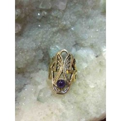 Amethyst Brass Handmade Ring From India