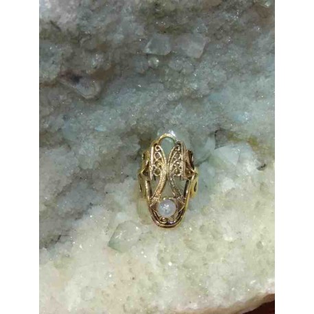 Moonstone Brass Handmade Ring From India