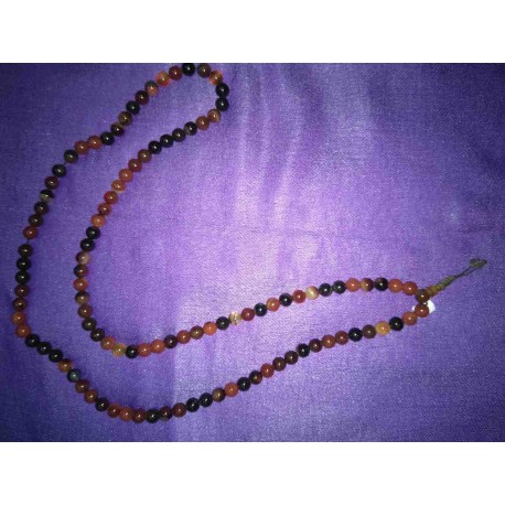 Black Red Agate Crystal Mala Necklace from Nepal