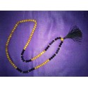 Black Agate and wood Mala Necklace from Nepal