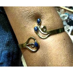 Brass Arm Bracelet Lapis Lazuli