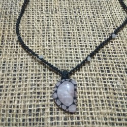 Pink Quartz makrame pendant