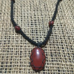 Red Jasper makrame pendant
