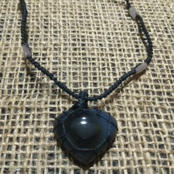 Black Onyx makrame pendant