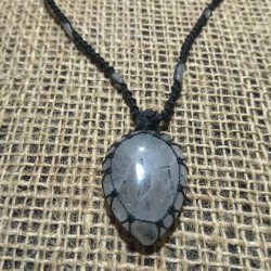 Tourmalinated Quartz makrame pendant