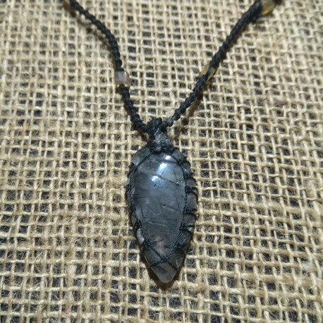 Tourmalinated Quartz makrame pendant