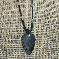 Tourmalinated Quartz makrame pendant