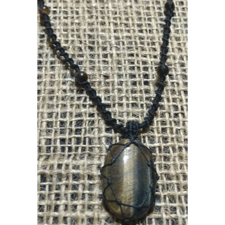 Tiger Eye makrame pendant