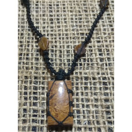 Fossil Jasper makrame pendant