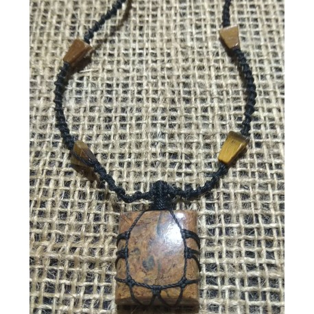 Fossil Jasper makrame pendant