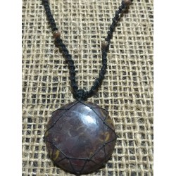 Fossil Jasper makrame pendant