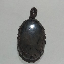 Turmalinated Quartz makrame pendant
