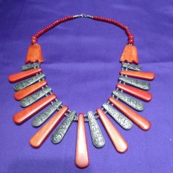 Bone and metal Necklace from Nepal