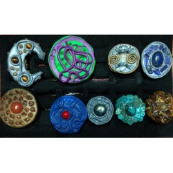 Rings made of synthetic clay and semiprecious stones