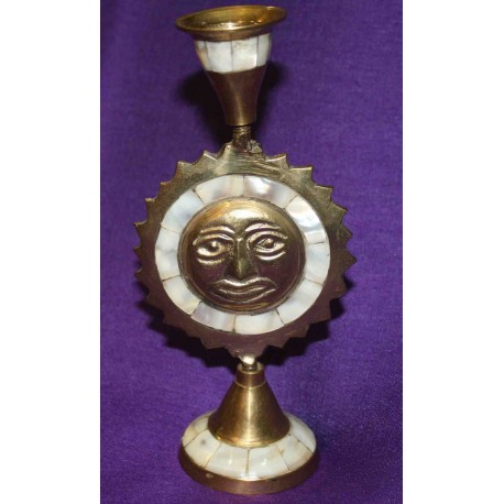 Candleholder ,Mother of pearl & Bronze from India