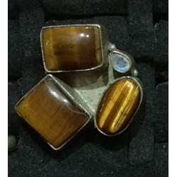 Silver plated Ring with tiger Eye