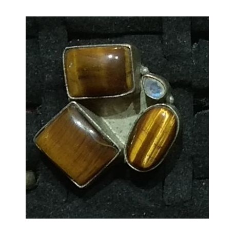 Silver plated Ring with tiger Eye